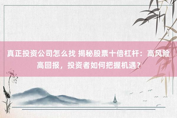真正投资公司怎么找 揭秘股票十倍杠杆：高风险高回报，投资者如何把握机遇？