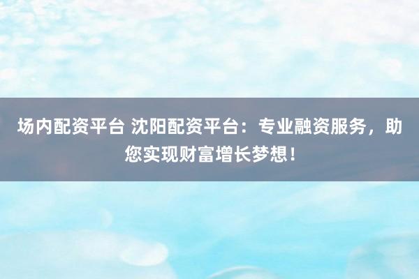 场内配资平台 沈阳配资平台：专业融资服务，助您实现财富增长梦想！