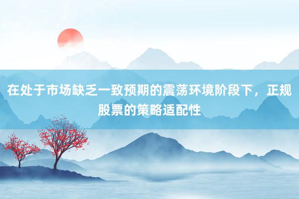 在处于市场缺乏一致预期的震荡环境阶段下，正规股票的策略适配性