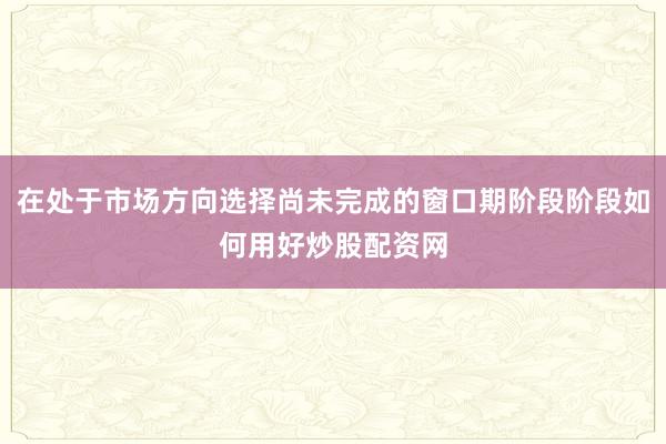 在处于市场方向选择尚未完成的窗口期阶段阶段如何用好炒股配资网