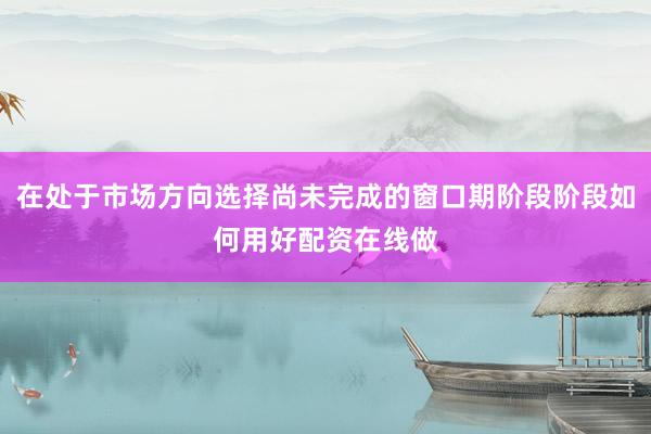 在处于市场方向选择尚未完成的窗口期阶段阶段如何用好配资在线做