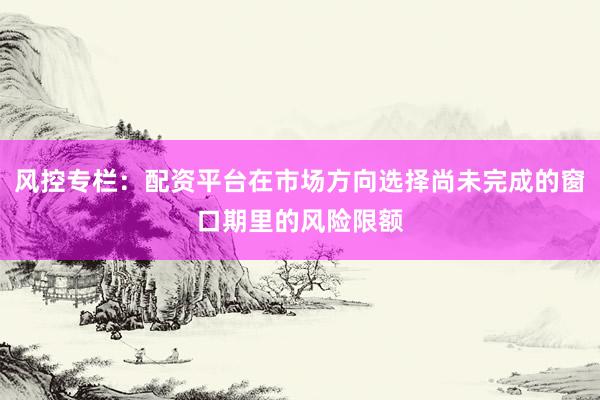 风控专栏：配资平台在市场方向选择尚未完成的窗口期里的风险限额