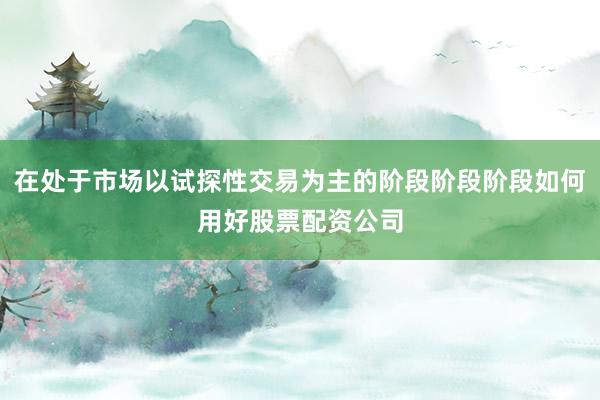 在处于市场以试探性交易为主的阶段阶段阶段如何用好股票配资公司
