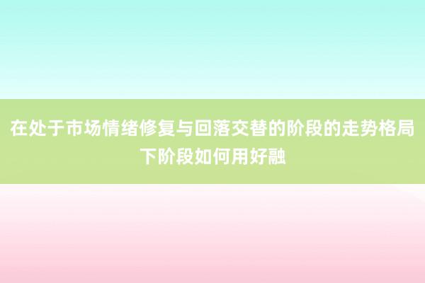 在处于市场情绪修复与回落交替的阶段的走势格局下阶段如何用好融
