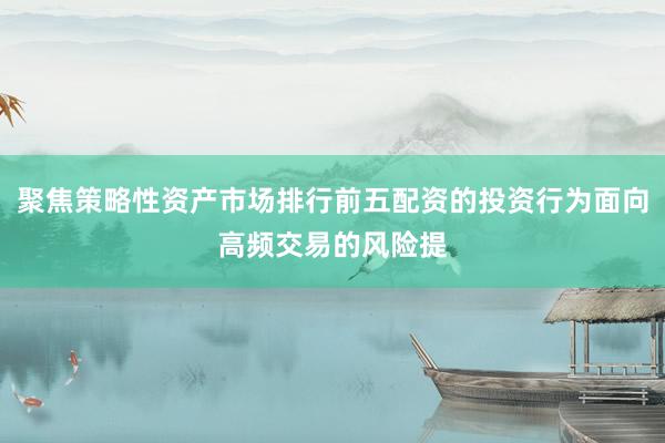 聚焦策略性资产市场排行前五配资的投资行为面向高频交易的风险提