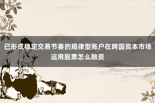 已形成稳定交易节奏的规律型账户在跨国资本市场运用股票怎么融资