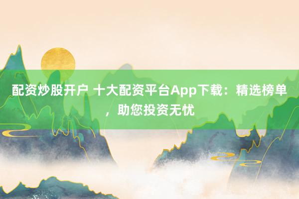 配资炒股开户 十大配资平台App下载：精选榜单，助您投资无忧