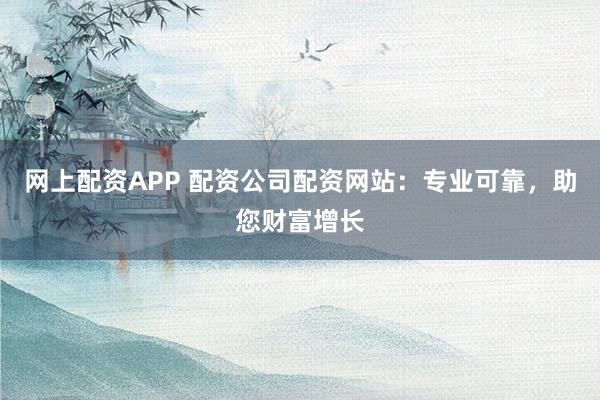 网上配资APP 配资公司配资网站：专业可靠，助您财富增长